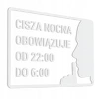 Naklejka - Cisza Nocna Obowiązuje od 22:00 do 6:00 15x20