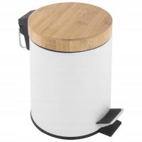 KOSZ NA ŚMIECI 3L Z KLAPĄ BIAŁY BAMBUS LOFT OWALNY ŁAZIENKOWY BIAŁY BAMBUS