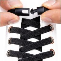 Шнурки без завязок с застежкой для обуви эластичные плоские черные