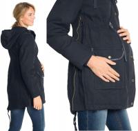 CZARNA PARKA CIĄŻOWA Z MIĘKKĄ PODSZEWKĄ Z POLARU ZAMKI PO BOKACH S/36