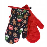 Świąteczne rękawice kuchenne z motywem pierniczków BOŻE NARODZENIE