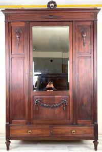 STYLOWA ANTYCZNA SZAFA GARDEROBA LUDWIK XVI NEOKLASYCYZM FRACJA ORZECH EA2