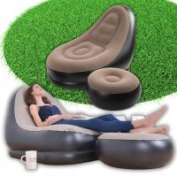 LEŻAK OGRODOWY FOTEL DMUCHANY NA PLAŻĘ OGRÓD Z PODNÓŻKIEM PUFĄ PREMIUM