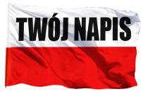 Flaga Polski z napisem 80x50cm dowolny nadruk