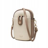 Torebka mini kopertówka na telefon portfel etui modna zapinana beżowa