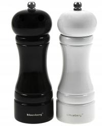 ZESTAW 2 x Młynek do PIEPRZU i SOLI SOLNICZKA 7558 Czarny + Biały KLAUSBERG