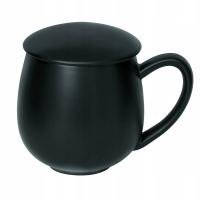Матовая черная чашка с заваркой и крышкой для травяного чая