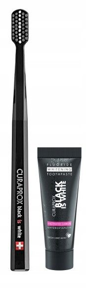 Curaprox, Black is White, Szczoteczka z wybielającą z pastą do zębów, 10ml