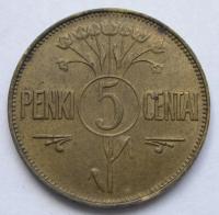 Litwa 5 centai 1925 - Vytis
