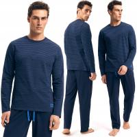 Piżama męska w Paski Bawełniana Komplet z Długim Rękawem HENDERSON