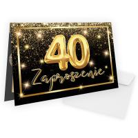 Zaproszenia na 40 Urodziny Złote Balony / Koperta WB_44