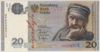 20 zł - banknot - Niepodległość - Piłsudski - 2018 - niski numer