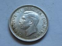 nr281 Anglia Moneta 6 Pence 1943 SREBRO Piękny stan
