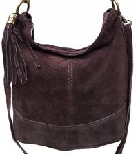 Вера Пелле сумка-мессенджер натуральная кожа замша сумка шоколад