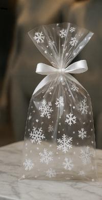 TOREBKI CELOFANOWE FOLIOWE OZDOBNE ŚWIĄTECZNE ŚNIEŻYNKI PIERNIKI 15x20 50