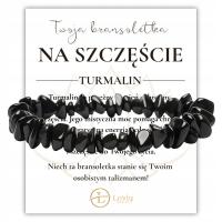 OCHRONNA Bransoletka Szczęścia Czarny Turmalin Czakry Gumka Kabała Amulet