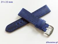 Pasek do zegarka 22 mm granatowy szyty ręcznie naturalna skóra quick pins