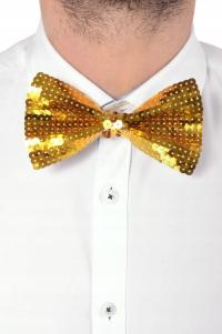Mucha Cekinowa Złota - Imprezowa Mucha Pod Szyję