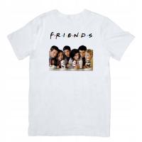 Biały T-shirt oversize bawełniany z nadrukiem friends przyjaciele serial