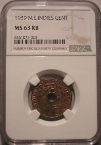 HOLENDERSKIE INDIE WSCHODNIE - 1 cent 1939 MS 63 RB NGC