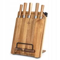 ZESTAW 5 NOŻY KUCHENNYCH W BLOKU 3 X DESKA DO KROJENIA KOMPLET OSTRE NOŻE
