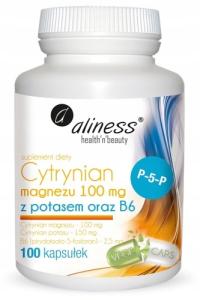 Aliness Cytrynian Magnezu 150mg Potas wit. B6 PAMIĘĆ SERCE MIĘŚNIE 100 kaps