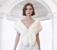 BOLERKO BIAŁE Z FUTERKIEM W2 ŚLUB WESELE narzutka na ramiona SZAL ETOLA