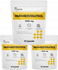 3x Proton Labs NMN 100%   Resveratrol 99% w kapsułkach 1000 1000mg w 4kaps