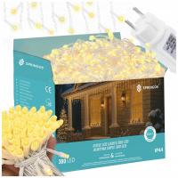 SOPLE 300LED ZEWNĘTRZNE LAMPKI ŚWIĄTECZNE FLASH KURTYNA BIAŁE CIEPŁE IP44