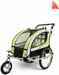 PRZYCZEPKA ROWEROWA Z JOGGEREM I AMORTYZATOREM 2 OSOBOWA ZIELONA