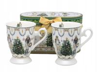 Kubki porcelanowe zestaw 2 szt świątecznych w pudełku prezentowym
