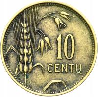 + Litwa - 10 Centai Centów 1925 - KOŃ POGOŃ - STAN !