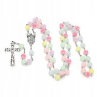 Pastelowy, kolorowy różaniec dla dziewczynki, I Komunia Św., Bierzmowanie