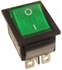 Przełącznik kołyskowy z podśw. KCD4 6pin zielony