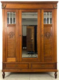 STYLOWA DĘBOWA SZAFA TRZYDRZWIOWA LUDWIK XVI SECESJA LITY DĄB FRANCJA 2172