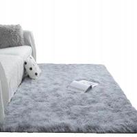 Ковер лохматый плюшевый светло-серый 100x150 см пушистый мягкий пушистый