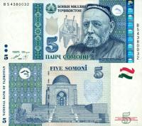 # TADŻYKISTAN - 5 SOMONI - 1999 (2013) - P-23 - UNC