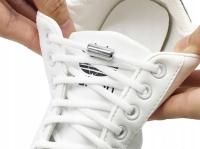 Шнурки шнурки без завязывания эластичные белые серебряные наконечники