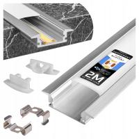 светодиодный алюминиевый профиль для полосы с абажуром 2 м утопленный анодированный кронштейн