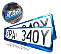 RAMKI NA REJESTRACJE METALIZOWANE NIEBIESKI CHROM