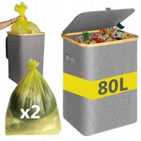 Mały stojak na worki na śmieci 80L z pokrywą, lekki pojemnik na odpady