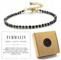 Bransoletka damska turmalin kamienie stal chirurgiczna regulowana złote