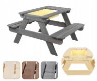 Drewniany stół piknikowy z pojemnikiem na piasek stolik dla dzieci z ławką