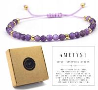 Bransoletka damska z ametystu na regulowanym sznurku