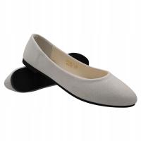BALERINY DAMSKIE Baletki Półbuty Eleganckie Wygodne Wsuwane Białe