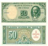CHILE 50 PESOS 5 CENT. de ESCUDO 1960 -1961 P-126b UNC