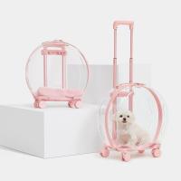 Капсула розовый транспортер для собаки кошки на колесах прозрачный пузырь хит!