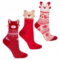 3-pack Skarpetki świąteczne dziecięce bawełniane z uszkami skrzat 23-26