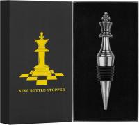 Korek do wina szachy-Król, ciemne srebro, idealny prezent