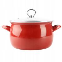 Эмалированный горшок красный Елена 5,5 л традиционный индукционный газ эмаль